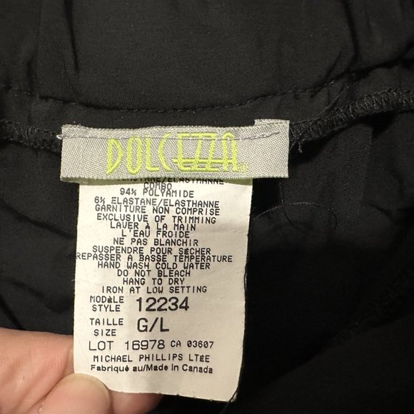 Dolceeza Michael Phillips Pants Cropped Silky Cropped Black Size Large - Picture 5 of 5
